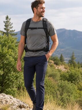 Quechua Decathlon Men’s Lightweight Hiking Trekking Pants Navy Large 33x32